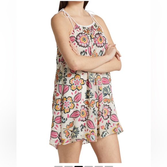 $450 RAG AND BONE BAILEY vibrant, spaghetti strap, mini dress floral appliqué - Picture 2 of 10